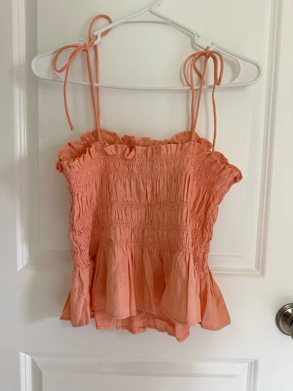 Universal Thread Coral Tie-Shoulder Smocked Button-Front Tank - Picture 2 of 2